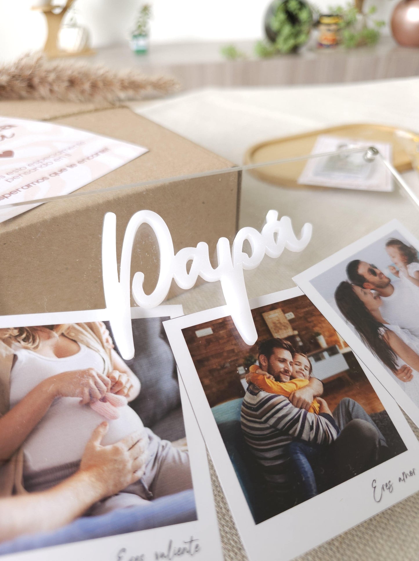 Placa x3 fotos - horizontal - Palabra en 3d