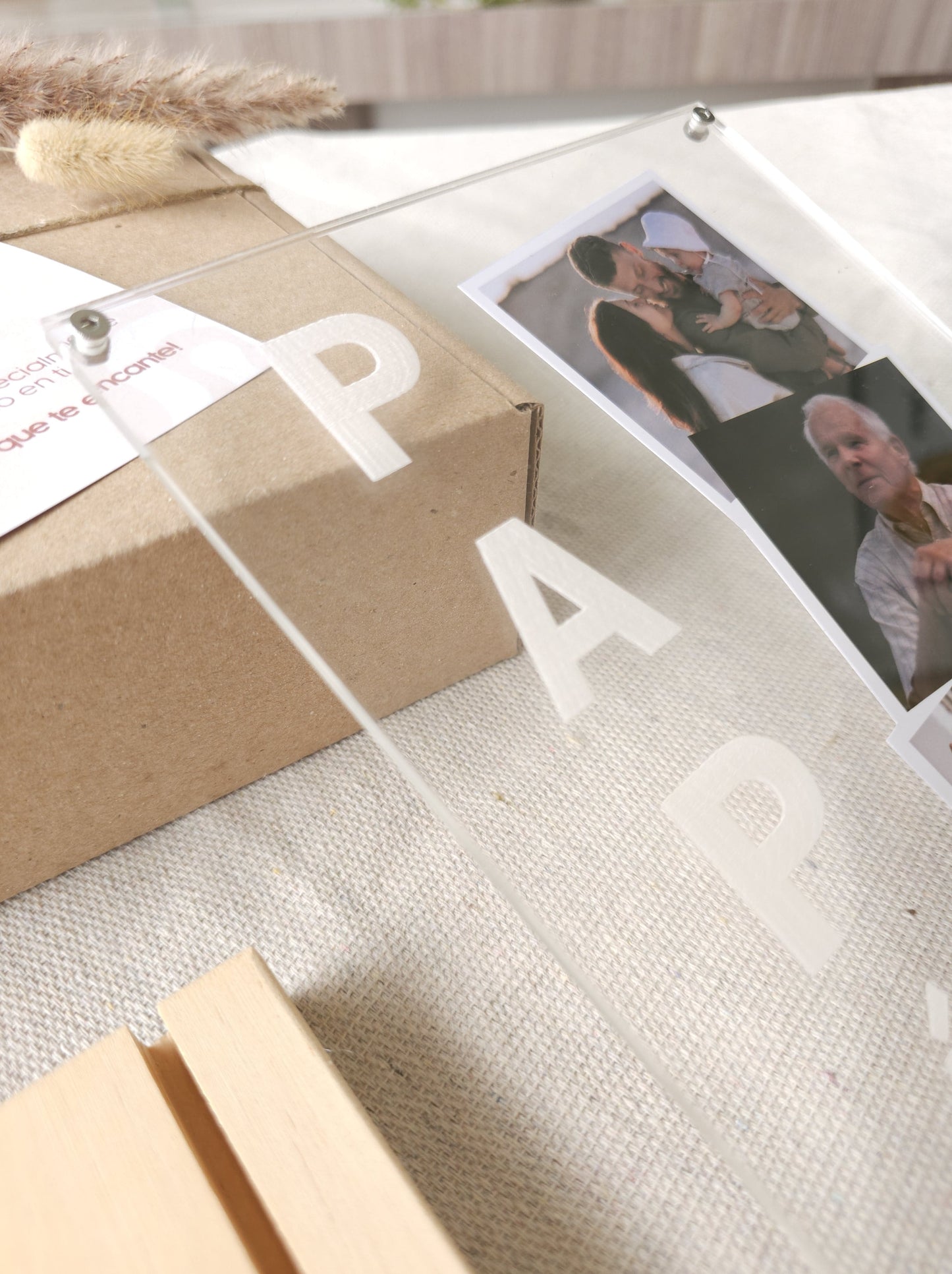 Placa x3 fotos - vertical - Palabra grabada