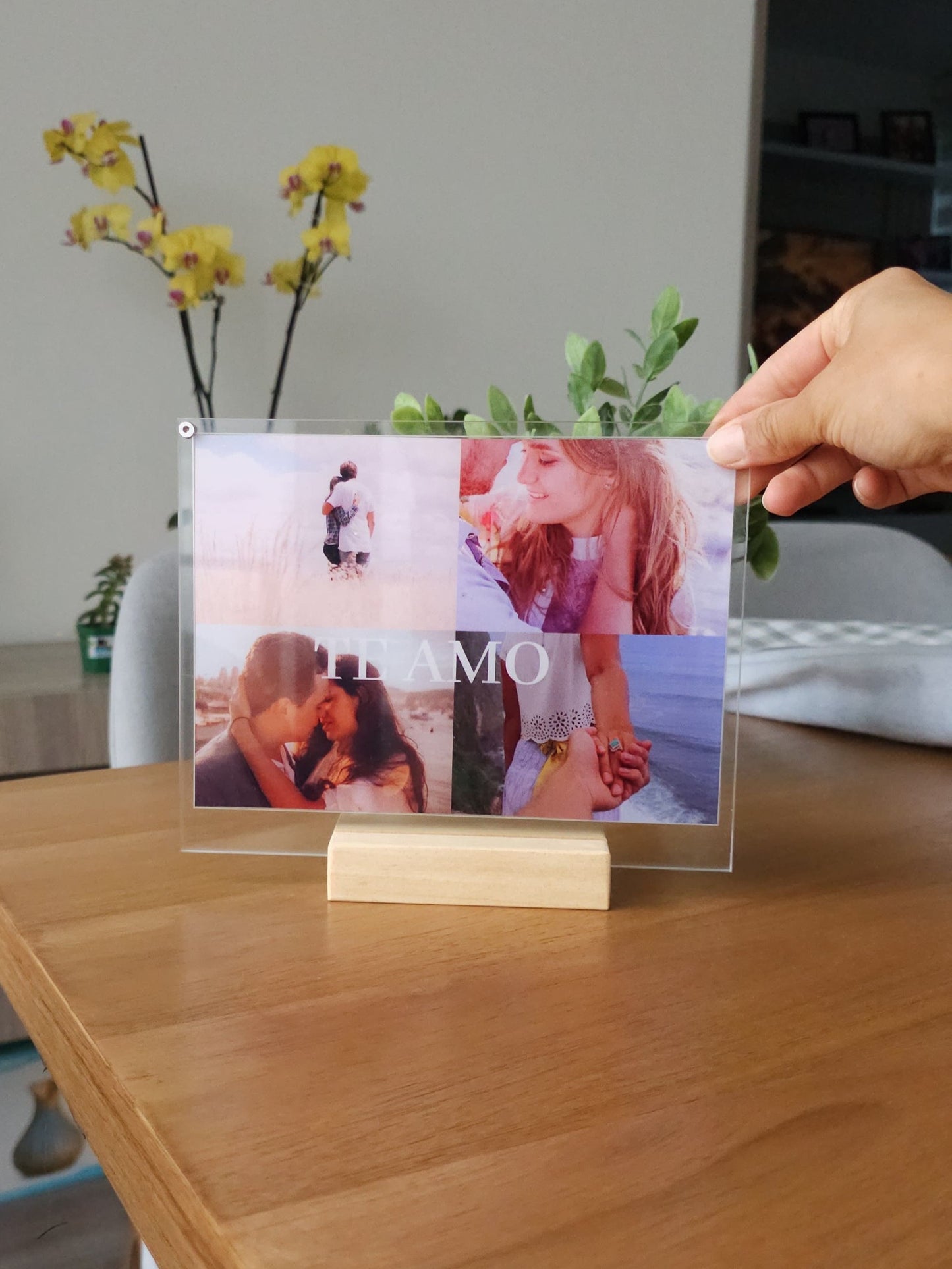 Placa x4 fotos + palabra - horizontal