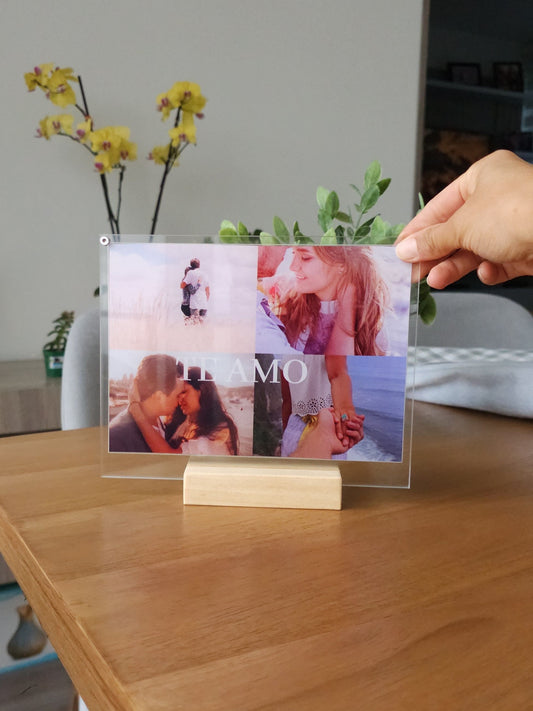 Placa x4 fotos + palabra - horizontal